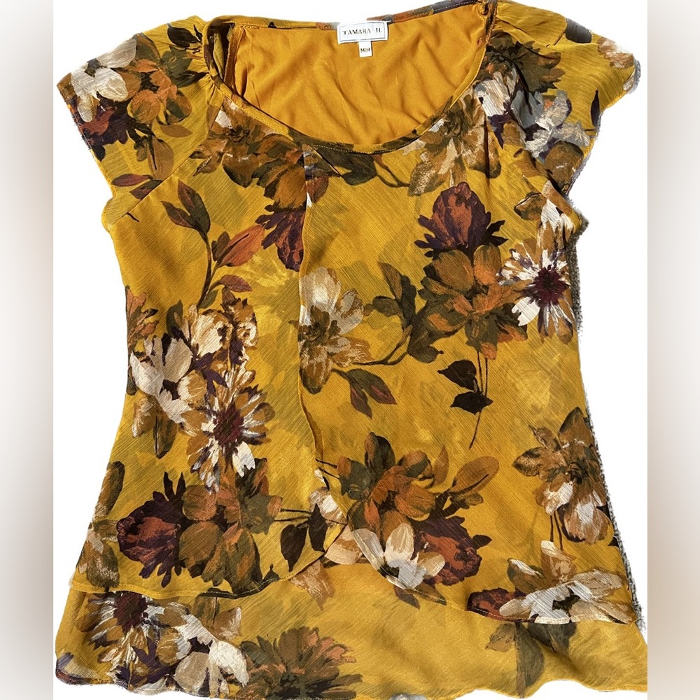 yellow flowery shirt